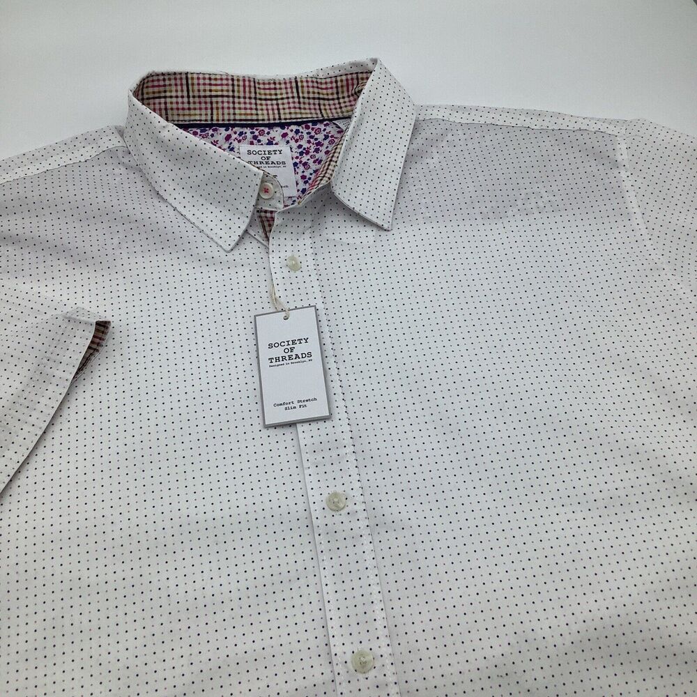 Society Of Threads Mens Slim Fit Short Sleeve Button Up Shirt Size 2XLT‎ NWT